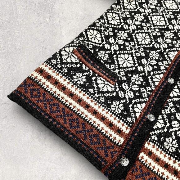 ★ Skjaeveland of Norway Geometric Fair Isle Knit Button Up Cardigan Sweater ★ - Picture 3 of 8